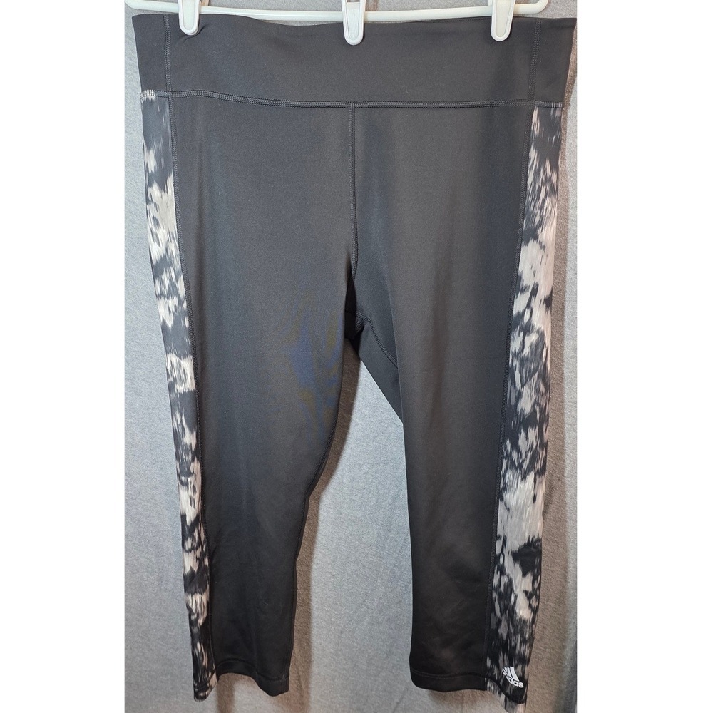 Adidas Climalite Capris Leggings XL Black Grey‎ Abstract Cropped Pants Workout